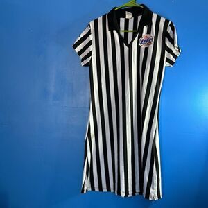 Miller Beer Women's Referee Costume Dress Black/White Striped Size Large